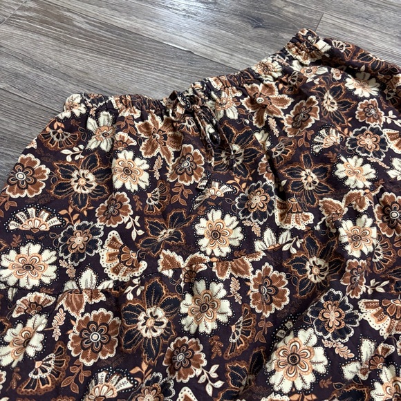 90s Vintage Rhythm Floral Paisley Maxi Skirt w Split Hem (Brown/Tan) Size 8 - Picture 2 of 6